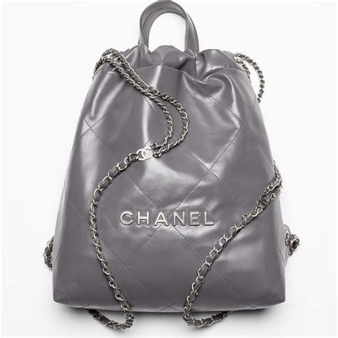 grey leather chanel chevron rucksack|Chanel 22 backpack.